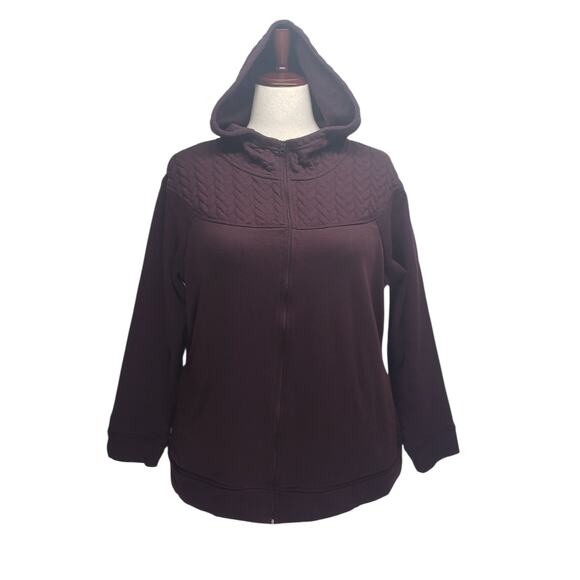 St. John's Bay Active Plum Quilted Hoodie Jacket Women’s XL Performance Wear - Picture 1 of 8